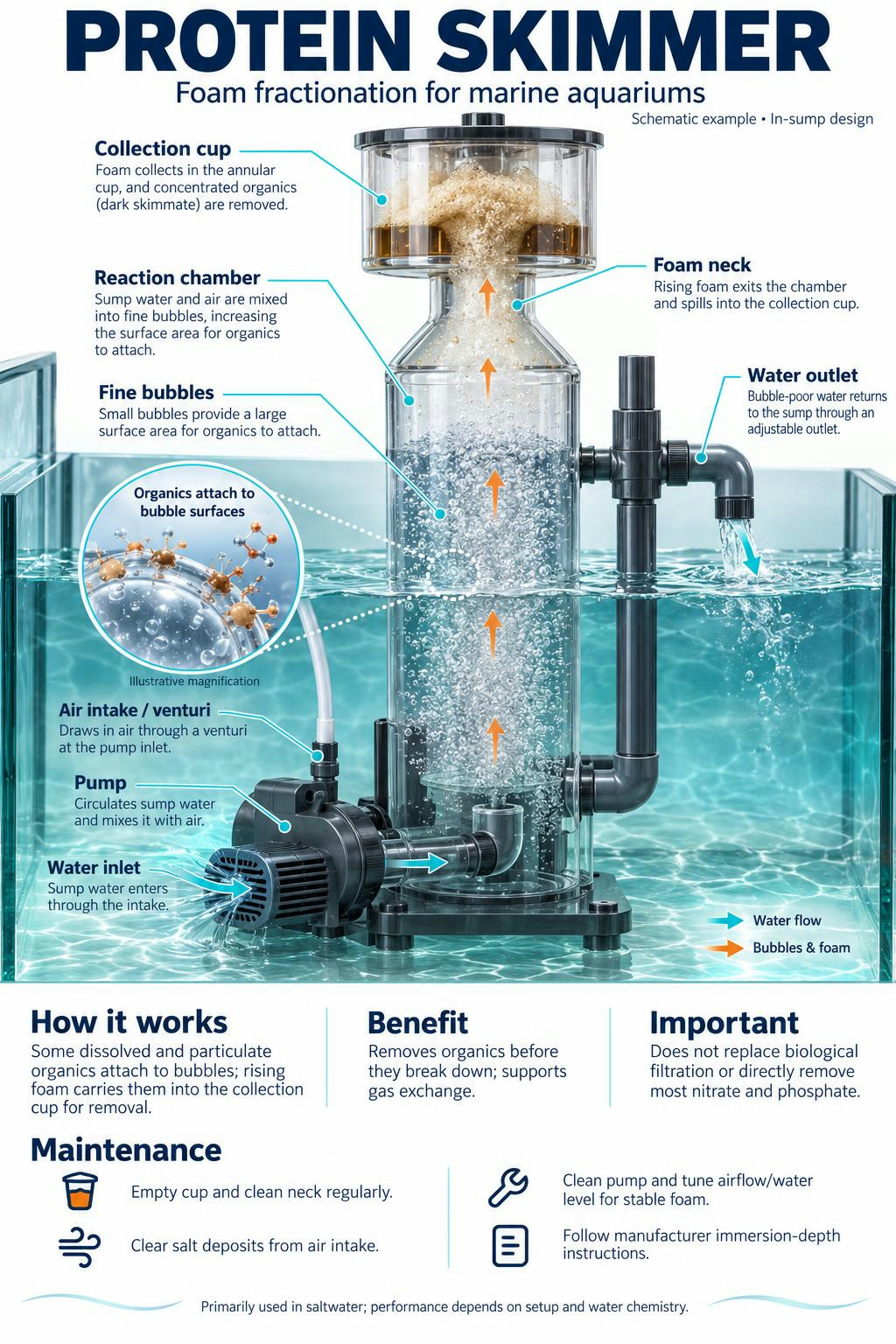Protein skimmer saltwater filtration system diagram